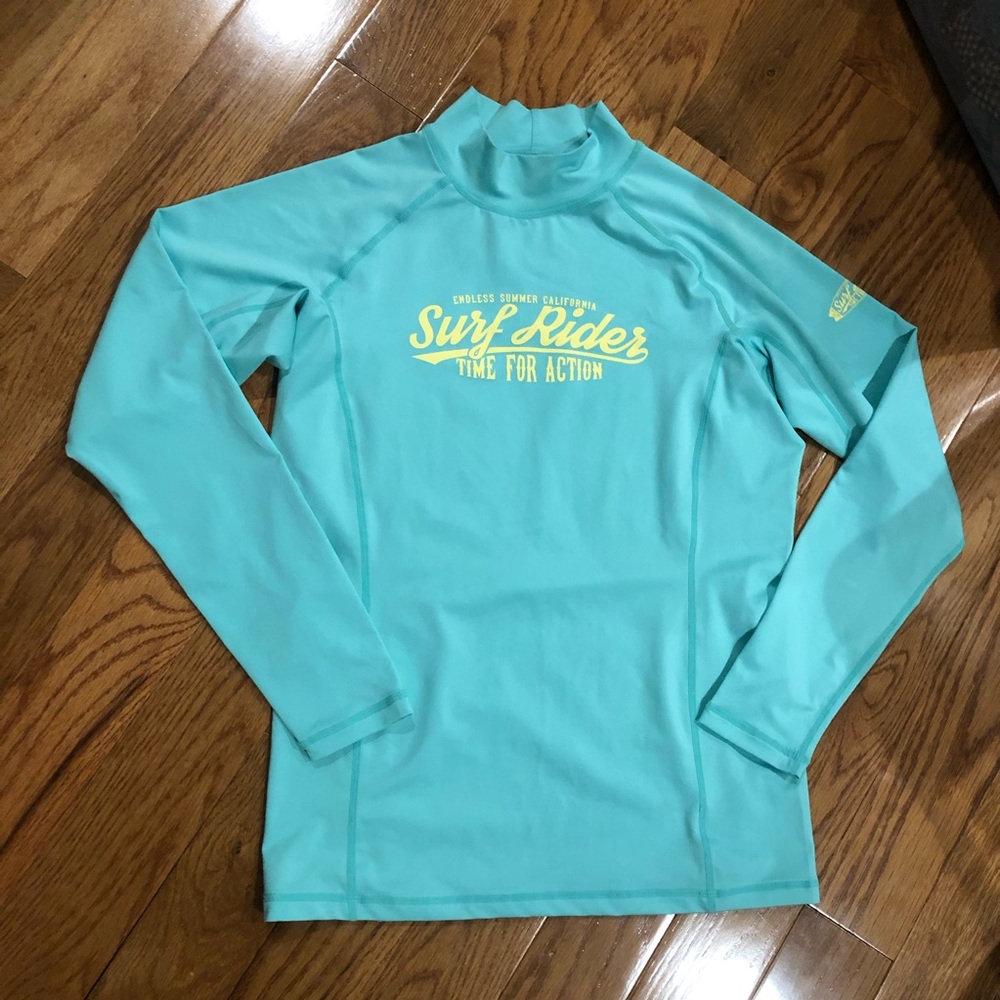 Tesla aqua blue swim rashguard size medium